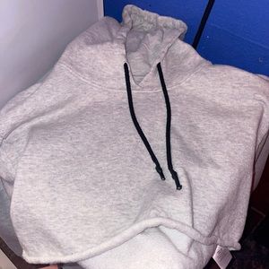 long sleeve hoodie crop top. grey. size medium. brand be you